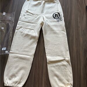 Hidden x Needles Butterfly Logo Sweatpants Oatmeal Beige Joggers Size L